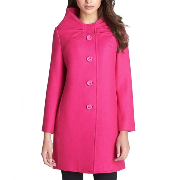 Kate Spade Etta Bow Snapdragon Pink Wool Coat 4 - Picture 9 of 9